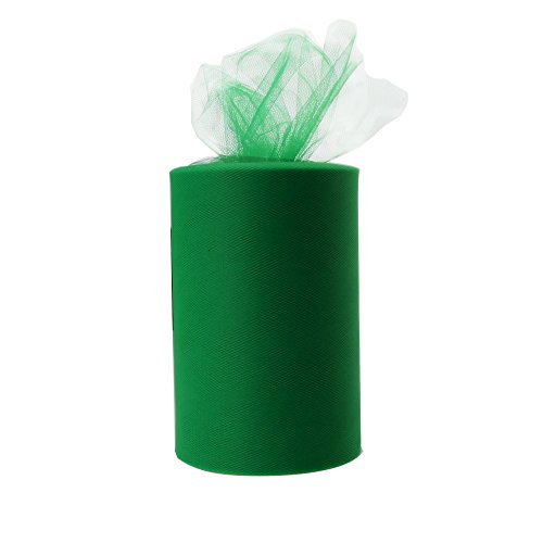 Paor 100 Yardas 15cm de ancho Tela de cinta de tul para la decoración de la fiesta Wraping Craft Bow Girl Tutu Color Verde oscuro/rosa / púrpura Amarillo limón/Azul marino/Blanco (Dark Green)