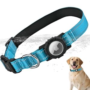 LZXLXS Blaues AirTag Hundehalsband Reflektierend