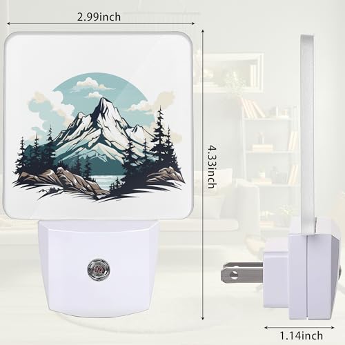 Image of Nordic Forest Mountain Night Light, Night Light Plug into Wall with Dusk to Dawn Sensor, LED Lamp Energy Saving Lights for Men Women Boys Girls,Lamp for Bedroom Bathroom Hallway