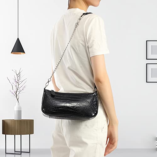 Loiral Shoulder Bags For Women, Retro Classic Tote Handbag Crocodile Pattern Clutch Mini Purse With Zipper Closure thumb #3