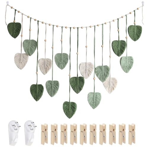 TTIAYAO 1 Makramee Wandbehang,Enthält 2 Haken, 10 Holzklammern,Boho Dekos,Makramee Vorhang,Gilt Für Balkon Dekos,Deko Wohnzimmer,Deko Schlafzimmer,Kinderzimmer Deko,Wanddeko Outdoor(120 x 75CM)