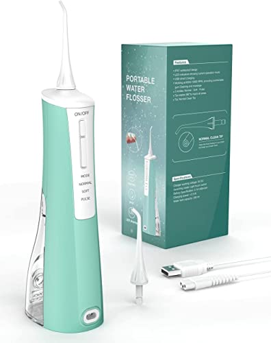 Water Dental Flosser for Teeth with 3 Modes Cordless & Portable Oral Irrigator, IPX7 Waterproof Teeth Cleaner with 2 Tips for Home and Travel