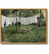 OIQArtOIQ Framed Canvas Wall Art Vintage Laundry Room Antique Oil Painting Prints Country Landsca...