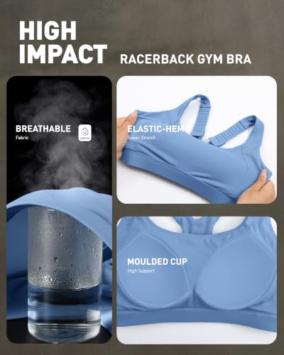 Image of RUNNING GIRL Sports Bras for Women High Support, Adjustable Straps High Impact Racerback Bra with Hook Closure Molded Cup