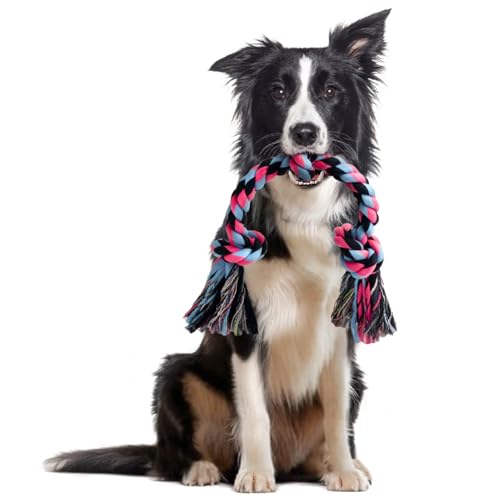 SHARLOVY Giocattolo in corda per cani di taglia media, giocattoli da masticare per cani in cotone resistente, per masticatori aggressivi, giocattoli interattivi per cani di taglia media e grande