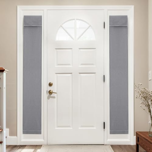 MIULEE 100% Blackout Linen Sidelight Curtains Gray W12 x L68 Inch 2 Panels
