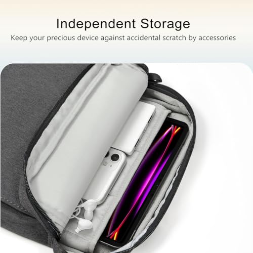 Image of TiMOVO 13 Inch Tablet Sleeve with Shoulder Strap, Black & Gray | Fits iPad Air 13 inch, iPad Pro 13 inch /12.9 inch, Surface Pro 12, Galaxy Tab S10 Plus /FE+, Remarkable Paper Pro 11.8 inch