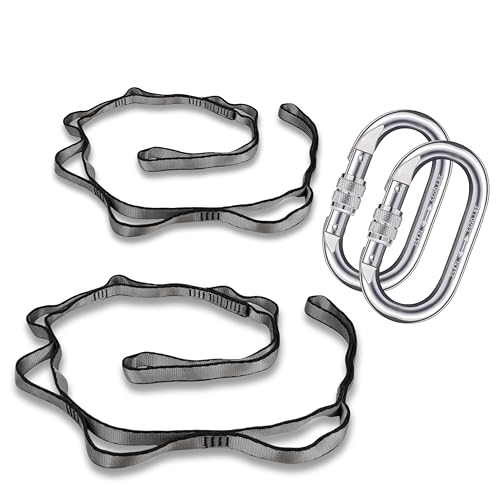 Image of Streetup India Nylon 6 Loop Strong Daisy Chain With Carabiner for Extension of Aerial Hammock, Yoga Swing| Climbing /Hanging Strap (Set of 2)