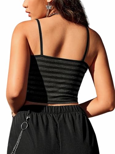 SOLY HUX Women's Y2K Crop Tops Goth Striped Sleeveless Spaghetti Strap Tank Top Camisole Going Out Tops3