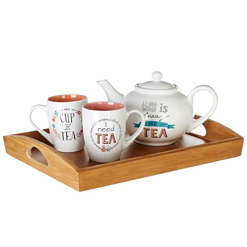 Premier Housewares Wooden Tray Tray Table Serving Tray Dinner Tray Serving Dish Bamboo Snack Tray Wooden Plate Natural Bamboo 6Hx40Wx30D