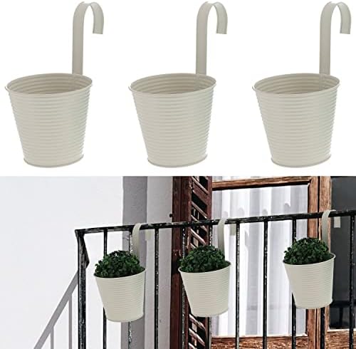 Cepewa Übertopf 3er Set zum Aufhängen │ Stahlblech verzinkt Ø14x12,5cm