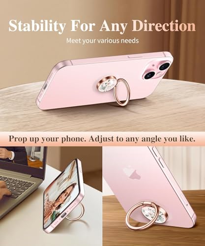 Image of Mizi Marble Cell Phone Ring Holder, Metal Kickstand Grip for Magnetic Car Mount Compatible with iPhone 16 /15 /14 /13 /12 Series & Galaxy S24 /S23 Ultra and Other Phones - White Floral