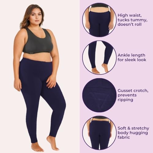 Image of Adira | Plus Size Leggings for Women | Plus Size Leggings for Women | High Waist | Ankle Length | Soft Cotton & Elastane Blend | Non-See-Through | Gusset Crotch Prevents Ripping