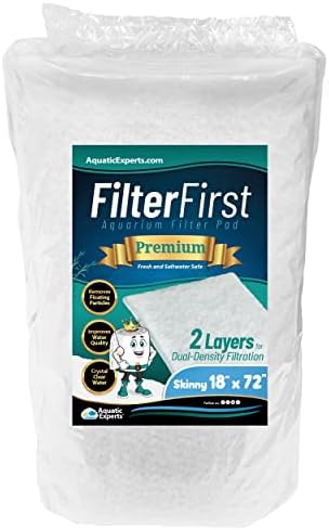 Aquarium Filter Pad – FilterFirst Aquarium Filter Media Roll for Crystal Clear Water - Aquarium Filter Floss for Fish Tank Filters, 18 by 72 by ⅜ Inches to ½ Inch Thick