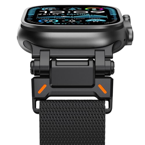NewWays Metal Strap Compatible with Apple Watch Straps 49mm 46mm 45mm 44mm 42mm(Series 3 2 1),Milanese Magnetic Replacement Band for iWatch Ultra 3 2 1 Series 11 10 9 8 7 6 5 4 3 2 1 SE,Black
