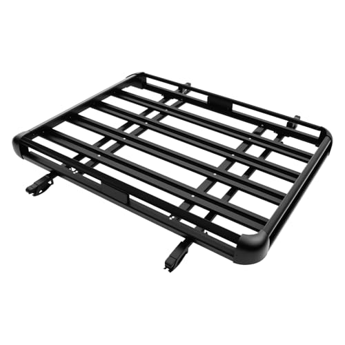 Baca portaequipajes de aluminio, 140 cm, universal, para coche, cesta para equipaje, capacidad de peso de 150 kg, ancho ajustable, color negro