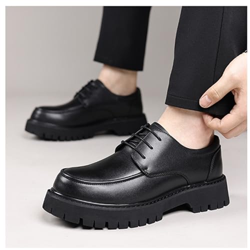 Men's Leather Platform Oxford Shoes Fashion Round Toe Non-Slip Lug Sole Lace-Up Business Dress Penny Loafers Casual Formal Work Shoes4
