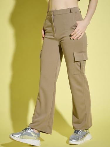 Image of DIMPY GARMENTS Full Length Straight Fit Solid Cargo Pants | Women Casual Pant Combo-Pack of 2