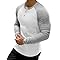 Muscle Cmdr Maglia Uomo Maniche Lunghe,Maglia Termica Uomo Manica Lunga,Cotone Camicie Muscolari Slim Fit(Bianco & Grigio/XL)