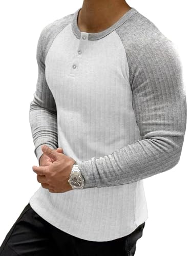 T-shirt Henley homme anti-irritation coton noir manches longues fitness L