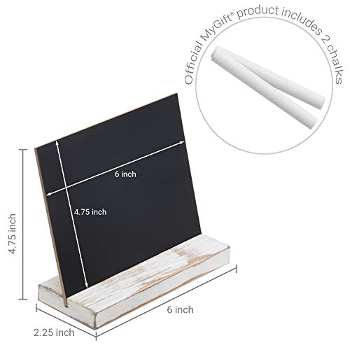 Mygift 4 Pack Mini Tabletop Chalkboard Signs - Reusable Place Cards Wedding Table Name Cards With Whitewashed Wood Base, 5 X 6 Inch #TOP3