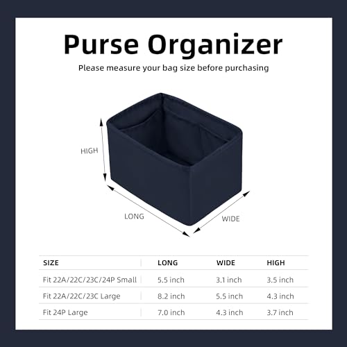 Image of DGAZ Silk Purse Organizer Insert Fits Chanel Duma Bags,Silky Smooth Bag Organizer,Luxury Handbag & Tote Shaper(Blue nuit,22A /22C /23C /24P Small)