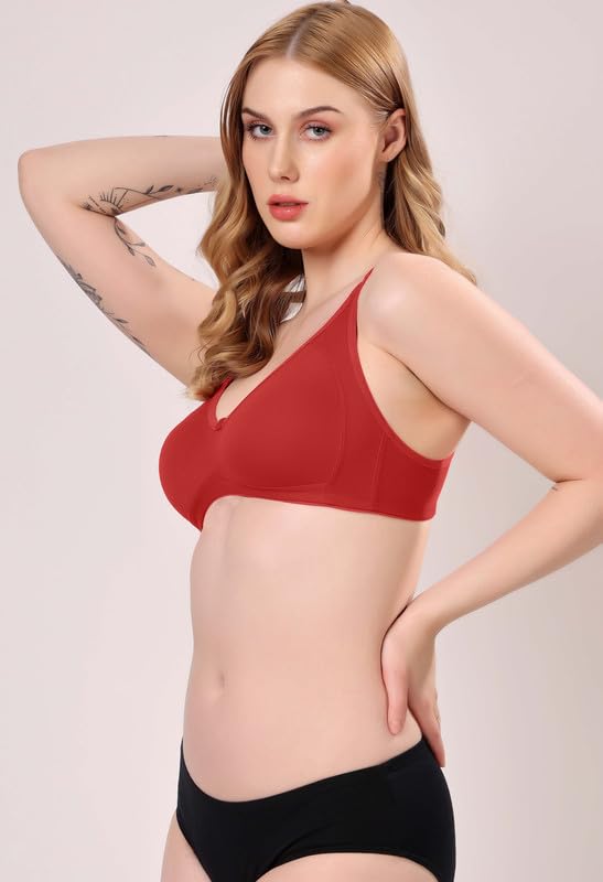 Image of London Hills Regular Bra for Women Everyday Non Padded Wire Free Full Coverage Cotton Blend