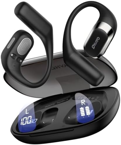 OHAYO Open Ear Kopfhörer Komfortabel, Bluetooth Kopfhörer Sport, 40h Wiedergabe, Fester Halt, Starker Bass, Kopfhörer Kabellos mit ENC Noise Cancelling Mic, Digital Display, IPX6 W