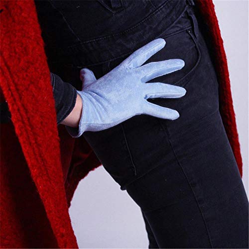 LAGEDOUDING Gants Courts en Daim 21cm Gants Courts en Cuir émulation Gants en Daim brossé Mat Bleu Clair pour Femme, Bleu Clair Cover