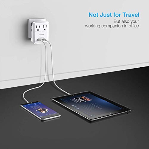 image for POWERADD Travel Adapter Kit - Dual USB Ports + 2 Outlets, Universal Ad