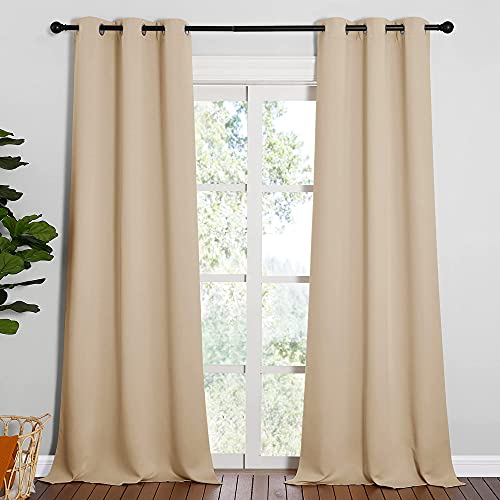 Image of NICETOWN Room Darkening Grommet Panels - Baby Room Curtains 90 inches Long, Privacy Draperies (42 inches Width, Biscotti Beige, 1 Pair)