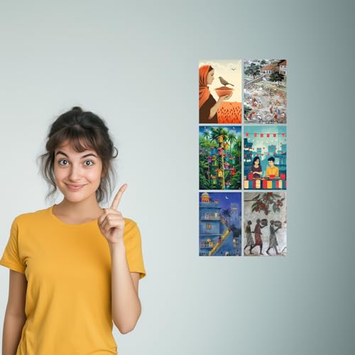 Image of SiddArtify Village Art Print Set - Set of 2-4x6 Inch - Board (Pack of 6) - Sticker (Pack of 6) Wall Room Decoration art Poster Prints