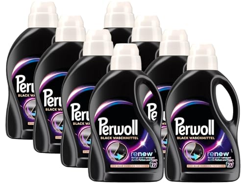 PERWOLL Black Waschmittel 216 (8 x 27 Waschladungen), Feinwaschmittel reinigt sanft und erneuert dunkle Farben und Fasern, für alle dunklen Textilien, mit Dreifach-Renew-Technologie