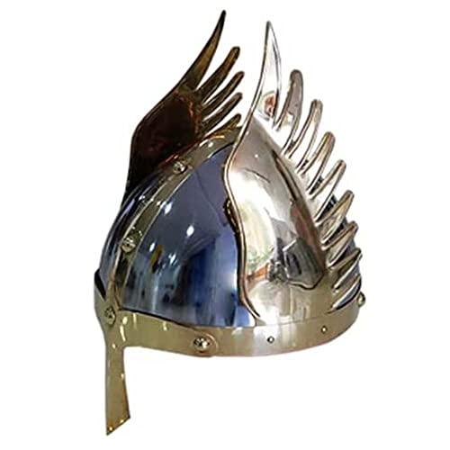 Image of AnNafi Winged Viking helmet | Norman Nasal King Helmet | Deluxe Viking Helmet Armor | Winged Helmet Emperor Wings Armour Helmet for Adult | Medieval Costumes Helm SCA LARP Replica Costume Cosplay