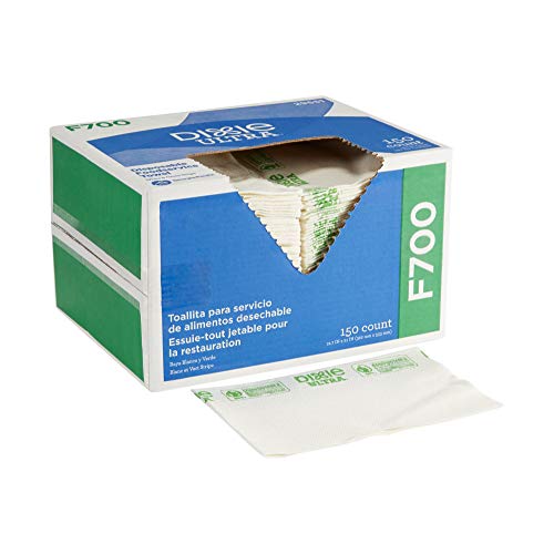 Georgia-Pacific Dixie Ultra F700 Flax Disposable Foodservice Towel by GP PRO (Georgia-Pacific); Environmentally Friendly; White and Green Stripe; 29651; 150 Wipes Per Box; 1 Box Per Case