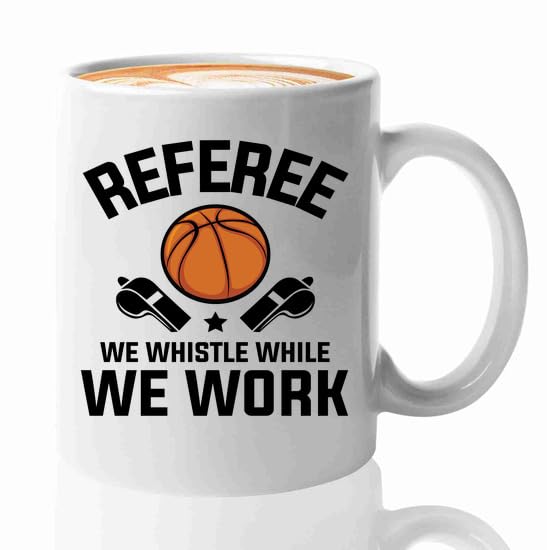 Taza de café para árbitro de baloncesto de 11oz blanca