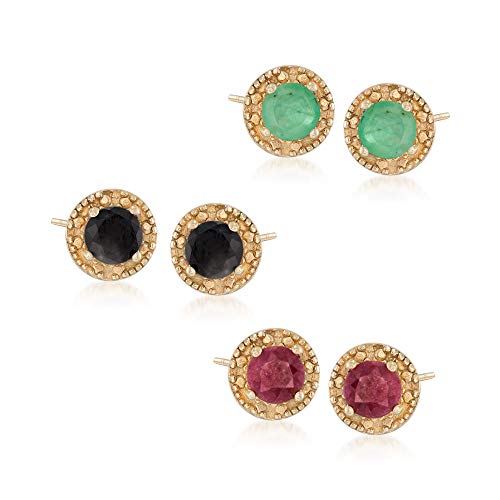 Ross-Simons 1.90 ct. t.w. Multi-Gemstone Jewelry Set: 3 Pairs Of Stud Earrings