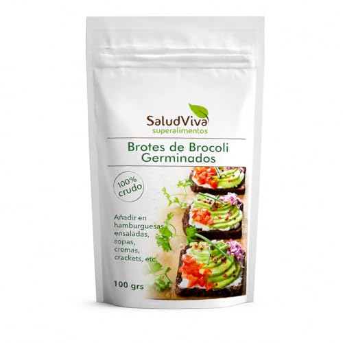 Salud Viva Brócoli Germinado Deshidratado Eco 100 g, brotes de brócoli germinados, alto en fibra, fuente de proteínas, para ensaladas, bowls, sopas y cremas