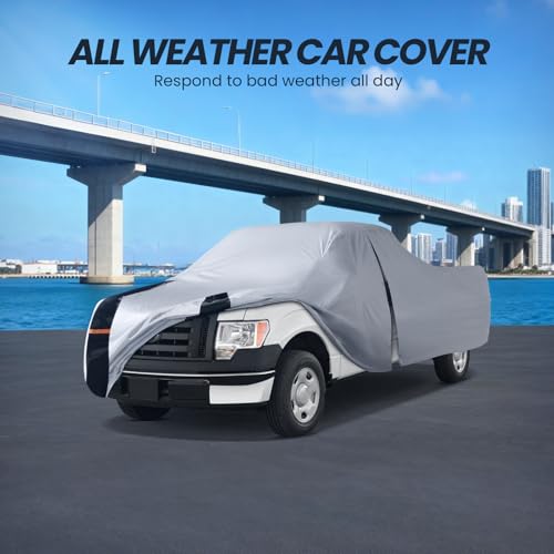 Image of Multi-Layer Ford F150 Truck Cover, Custom Fit F150 1997-2026 Super Cab Short Bed(6.5') Car Cover Waterproof All Weather, Full Exterior Cover Rain Wind Dust and UV Protection with Door Zipper