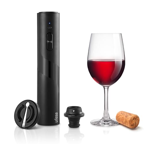 Ufesa EasyVac - Cavatappi elettrico 2 in 1, apribottiglie vino, tappo sottovuoto, ricaricabile USB C, apribottiglie in 8 secondi, senza fili