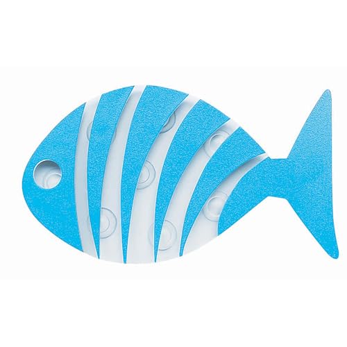 Spirella Duschmatte Badematte Badewanneneinlage Anti Rutsch Pads Fisch-5 Stück-antibakteriell rutschfest mit Saugnäpfen-Blau-ca. 10,5 x 16 cm, Blue, Large