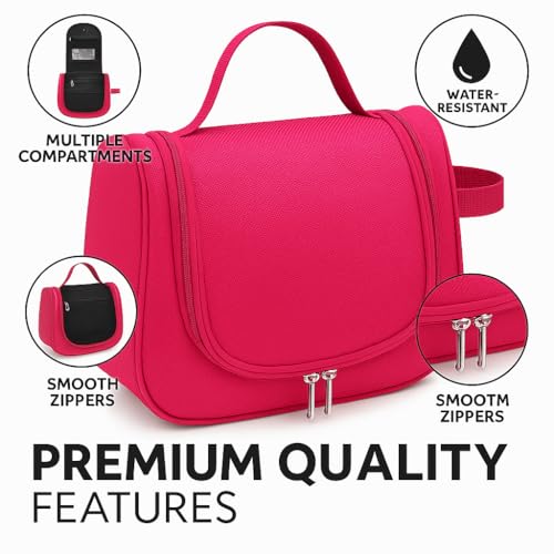 Image of Styleys Toiletry Pouch for Men Travel | Premium Toiletry Bag with Multiple Compartments | Shaving & Grooming Organizer | Water-Resistant Travel Kit for Men | Compact & Durable (Dark Pink, S1019)
