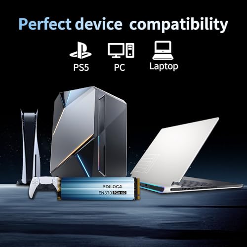 Ediloca EN870 SSD 4TB PCIe Gen4, Up to 7300MB/s, 3D TLC NAND Flash, NVMe M.2 2280, Dynamic SLC Cache, Internal Solid State Drive, Compatible with PS5 and PC - Image 6