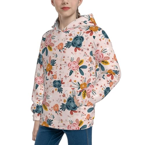 Floral with Rose Kid Hoodies Boys Sweatshirts Girls Pullover with Pocket2