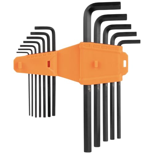 Image of Klein Tools LS12 12-Piece Long-Arm Hex Key Set, SAE, Heat-Treated, L-Style Keys Sizes 1 /16-Inch to 3 /8-Inch, Twist-to-Lock Case