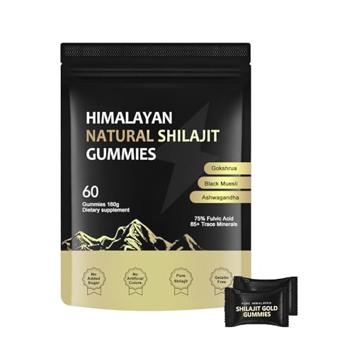 J-PRQ Himalayan Shilajit Gummies, Shilajit Gummies for Men & Women with Ashwagandha | Gokshura | 85+ Minerals, 100% Natural, 60 Gummies