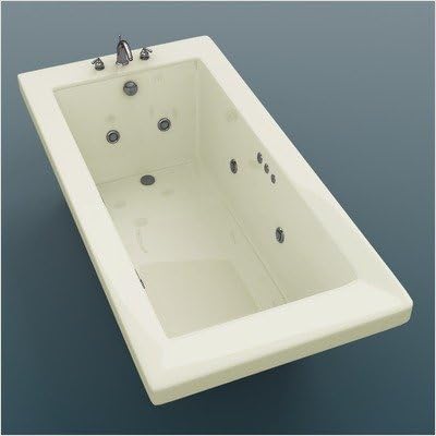 Guadeloupe 32 x 60 x 23" Rectangular Whirlpool Jetted Bathtub Color/Trim: Biscuit / Polished Chrome, Options: Tile Flange / 2" Lip, Drain: Right