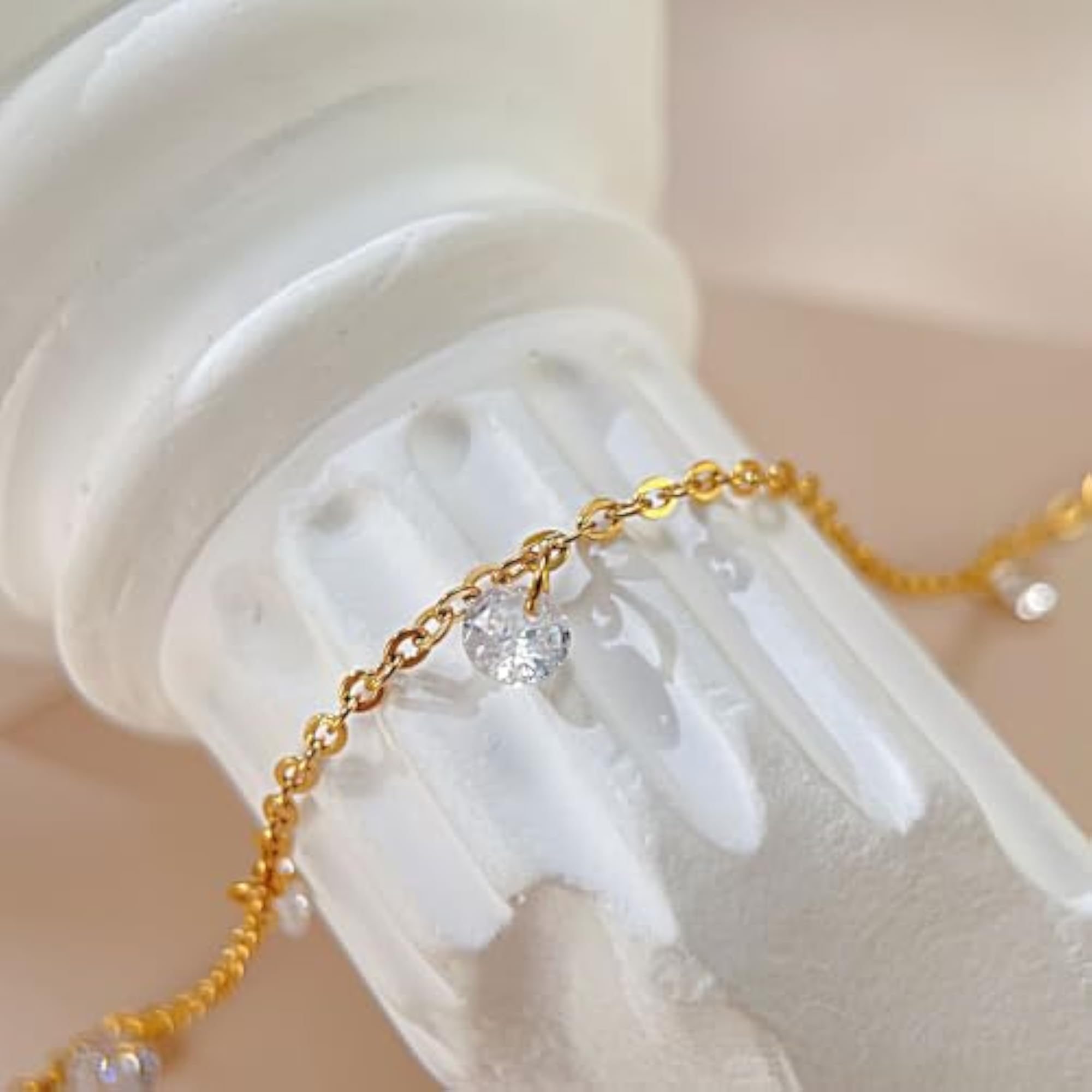 Women's Gold Plated Crystal Beads Studded Adjustable Fancy Anklet