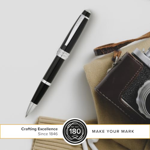 Image of Cross Bailey Black Refillable Rollerball Pen - Medium Point, Black Ink, Presented in a Premium Gift Box
