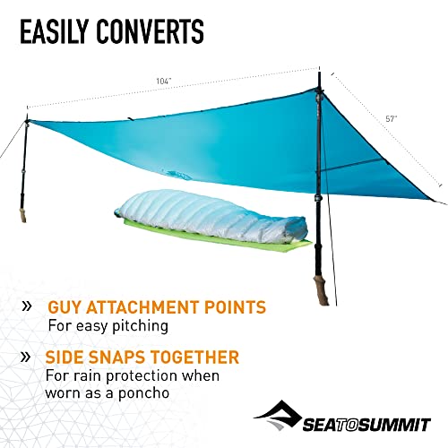 Sea To Summit Ultra-Sil Nano Tarp Poncho 4-In-1 Raincoat, Pack Cover, Groundsheet, And Shelter, Lime #TOP2